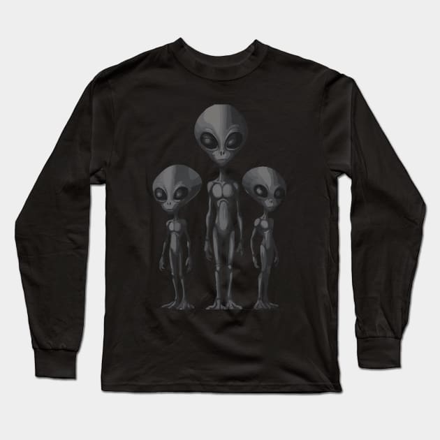 extraterrestrial bodies. Alien invasion. black and white. uap Long Sleeve T-Shirt by Ideas Design